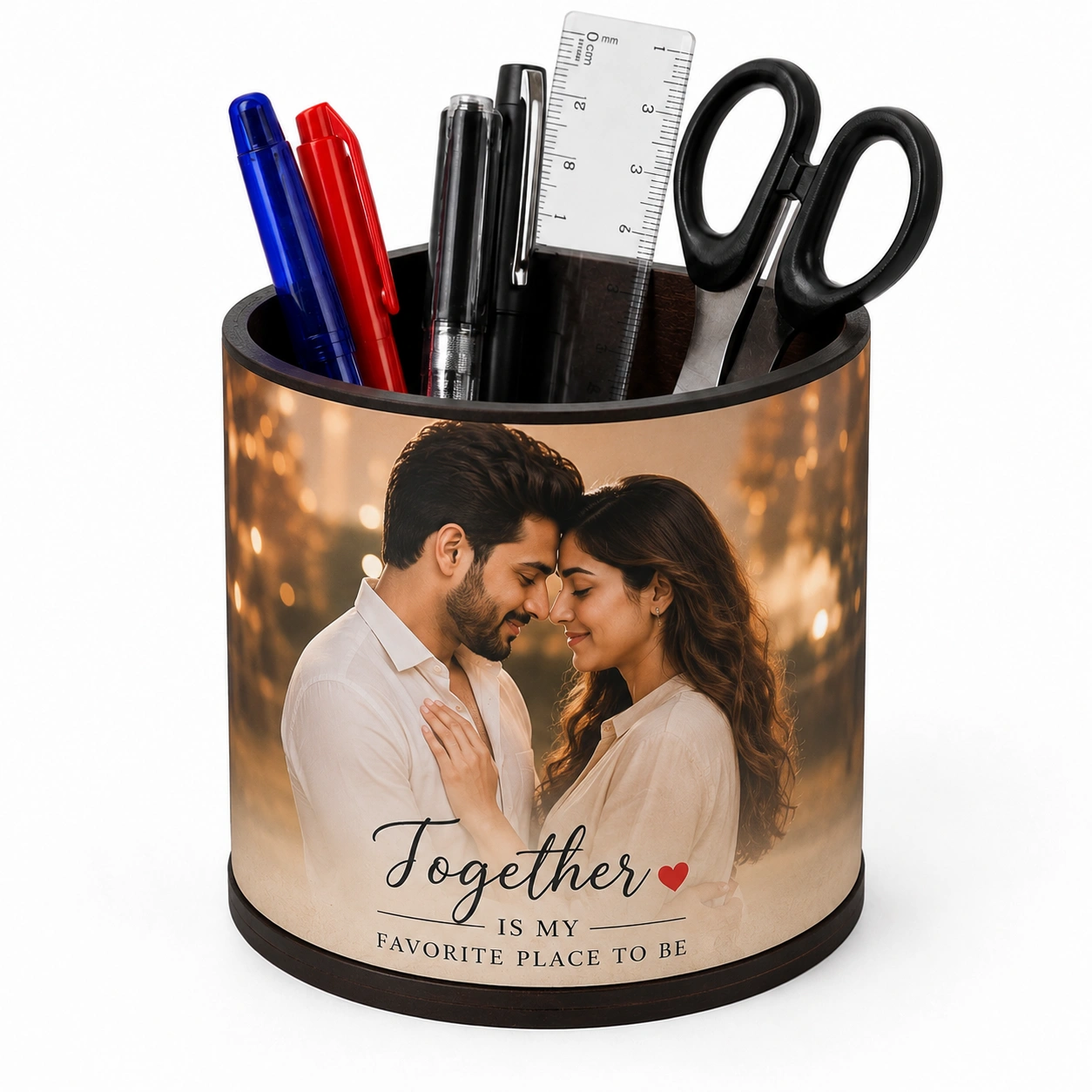 Couple Photo Pen Stand